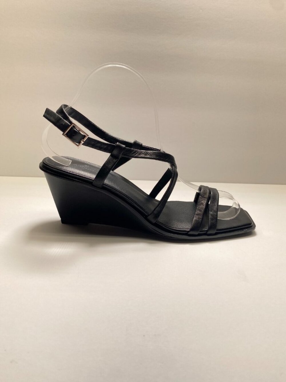 Caslon Womens Black Paola Strap Wedge Sandals Sz 7